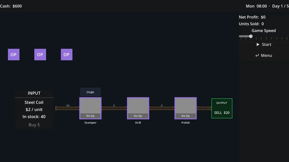 A stamping line where batch size can be toggled.